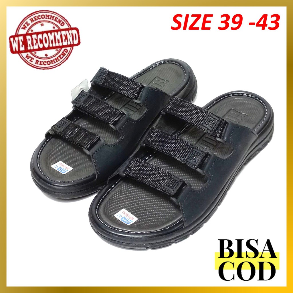 Termurah Sandal Pria Slip On Model Casual Kekinian Flip Flop Grade Original Distro Bayar di Tempat