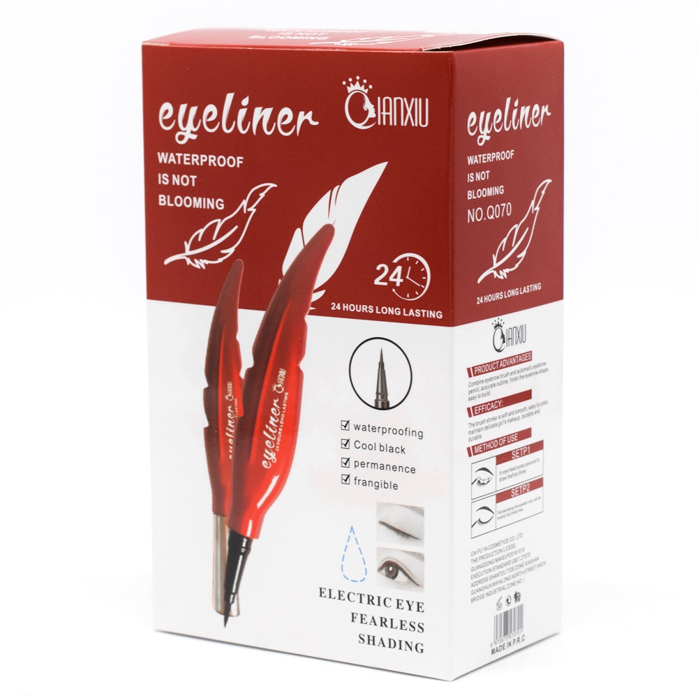 Eyeliner Qianxiu Waterproof Tahan Air 24 Jam Long Lasting Spidol Daun