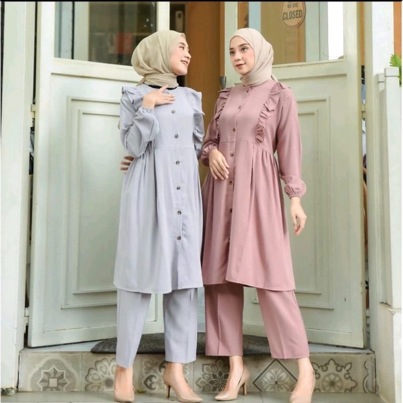 SET WANITA TERBARU (BAJU TUNIK + CELANA ) SETELAN WANITA TERBARU TRENN 2022