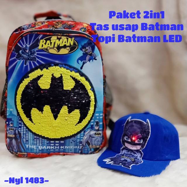 Tas anak usap superhero free topi led