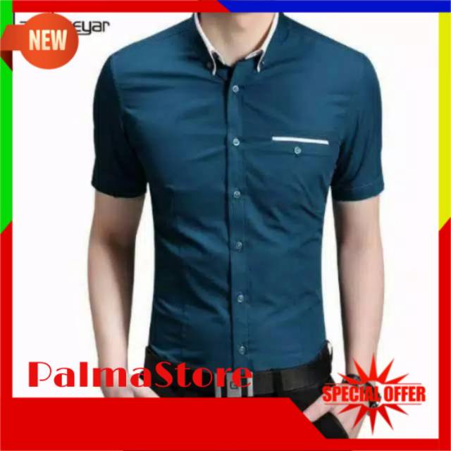 PROMO JUAL Kemeja pria polos warna tosca XL/kemeja anak muda lengan pendek distro kemeja murah gaul.