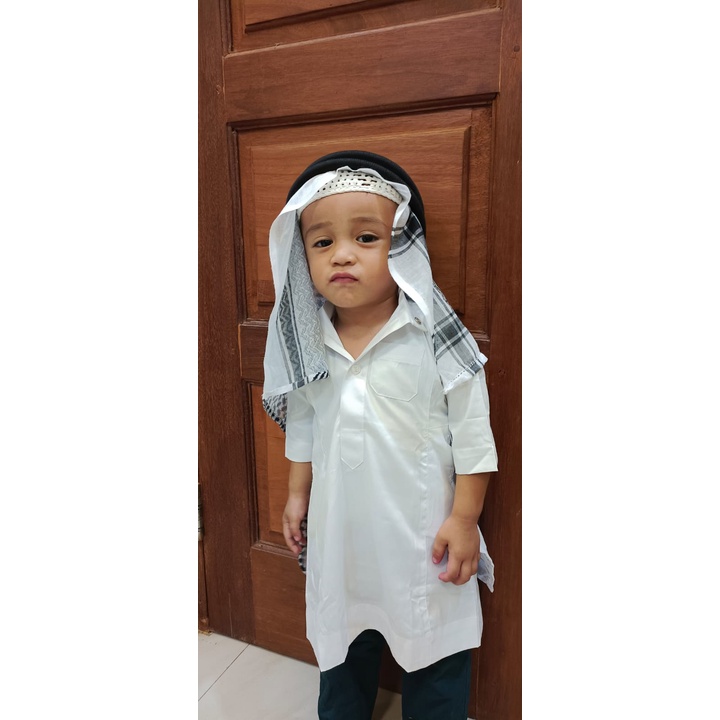 sorban anak plus igal kotak hitam putih kameh