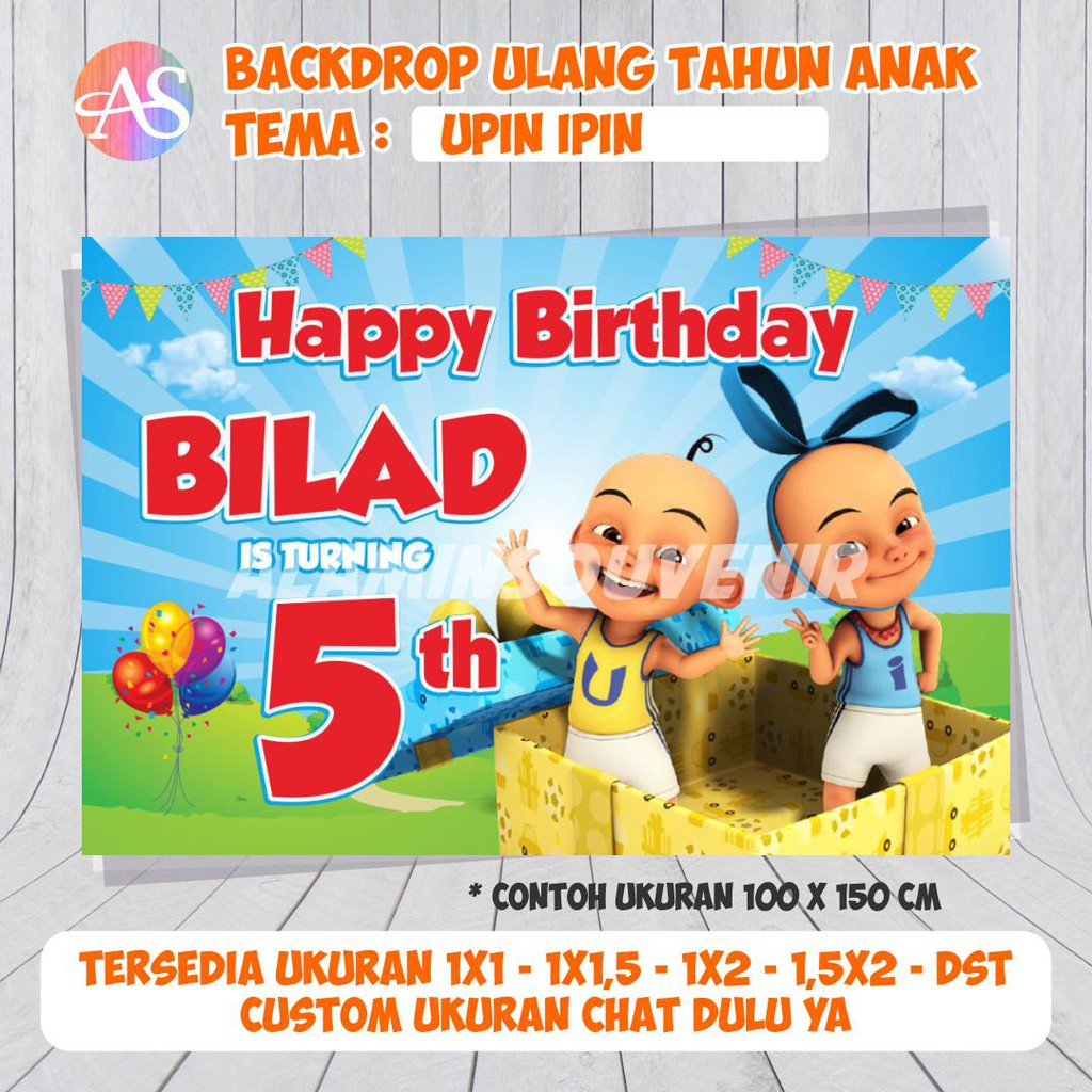 Spanduk Ulang Tahun Anak Upin Ipin Ukuran 1x1