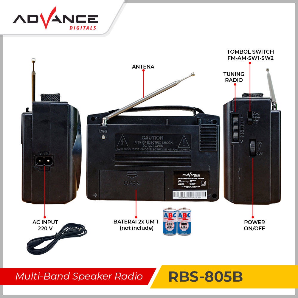 【READY STOCK】 Advance Radio FM, AM, SW1, SW2 (4 Band radio) RBS-805B