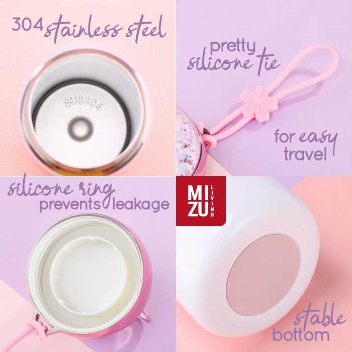 UNIDEER Termos Anak Unicorn Snow Globe 300ml Thermos Botol Air Minum Water Bottle Vacuum BPA-Free-7