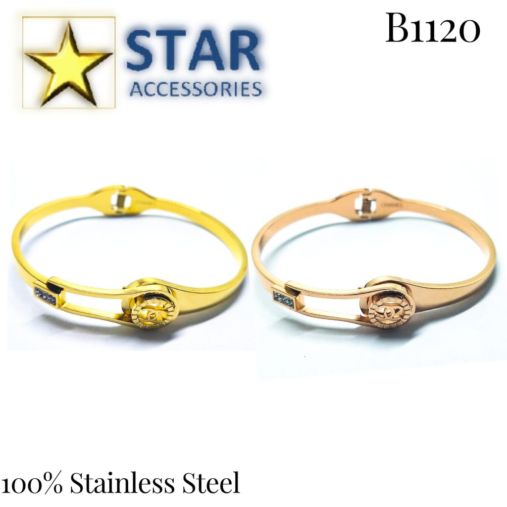 Gelang Titanium Channel Gold | Gelang Titanium Chanel Rose Gold | Anti Karat