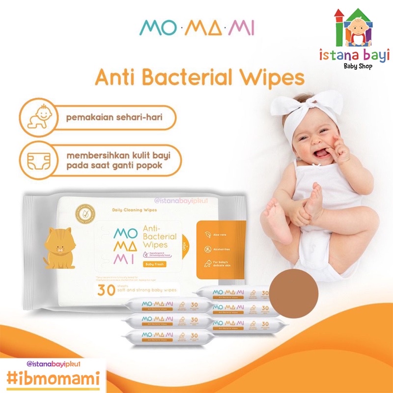 Momami Anti Bacterial Wipes 30/Tisu basah