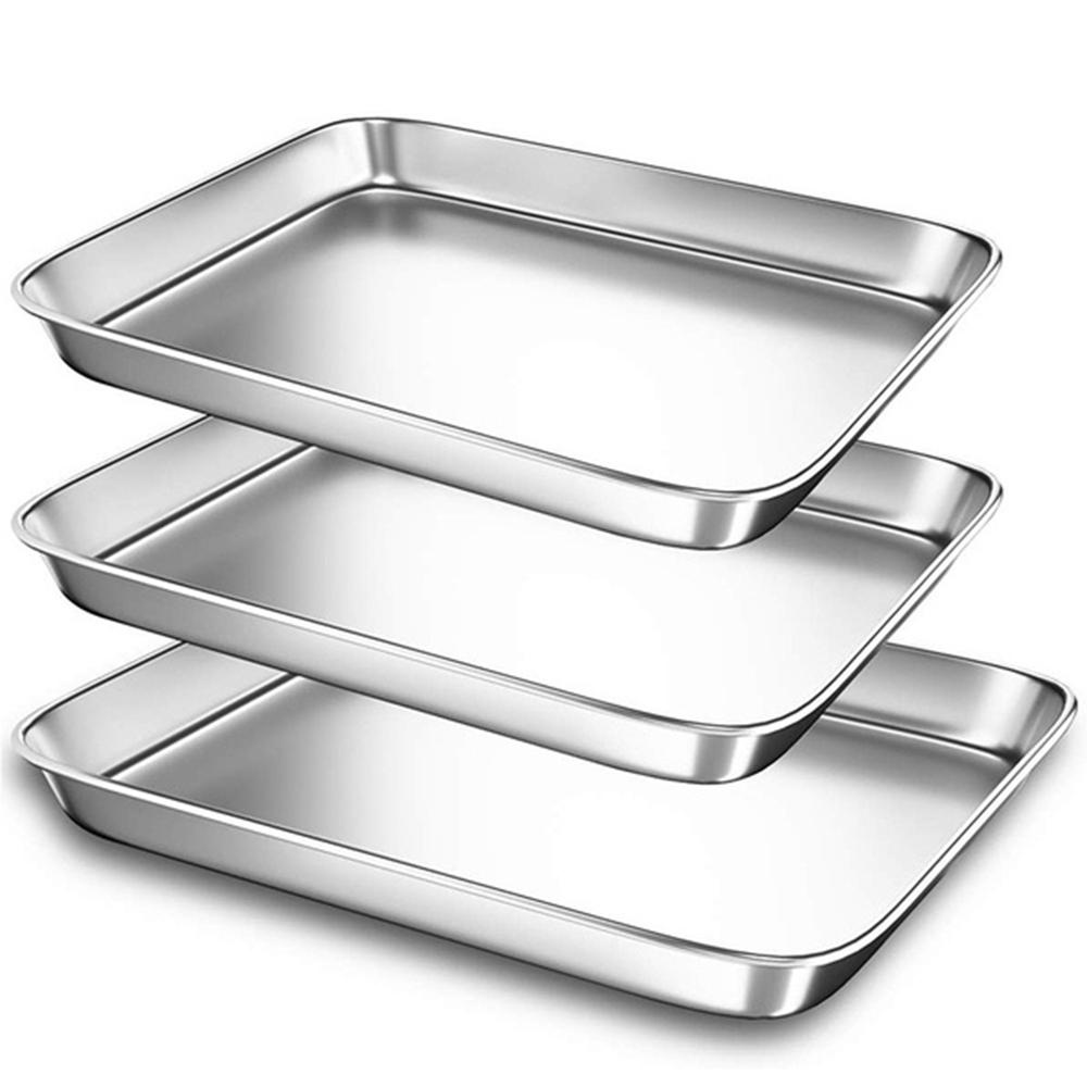 Rebuy Baking Sheets Stainless Steel Chef Cookie Cookware Peralatan Masak Piring Rumah Panci Panggang