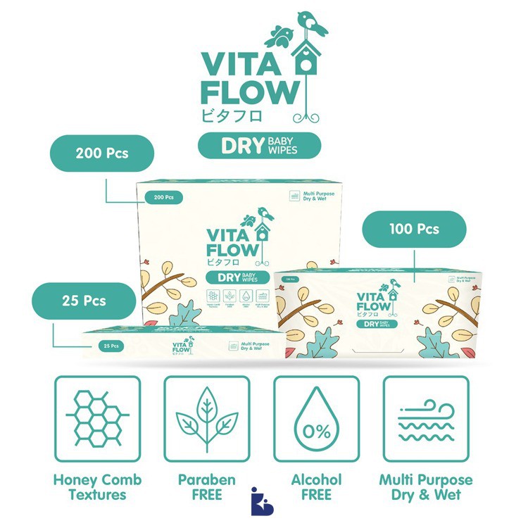 Vita Flow Dry Baby Wipes Satine