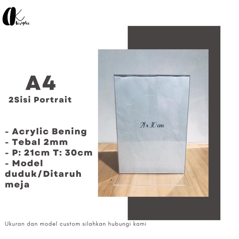 

A4 2/L Brosur Display Ukuran A4 2 Sisi Portrait /Tent Holder /Tent Card