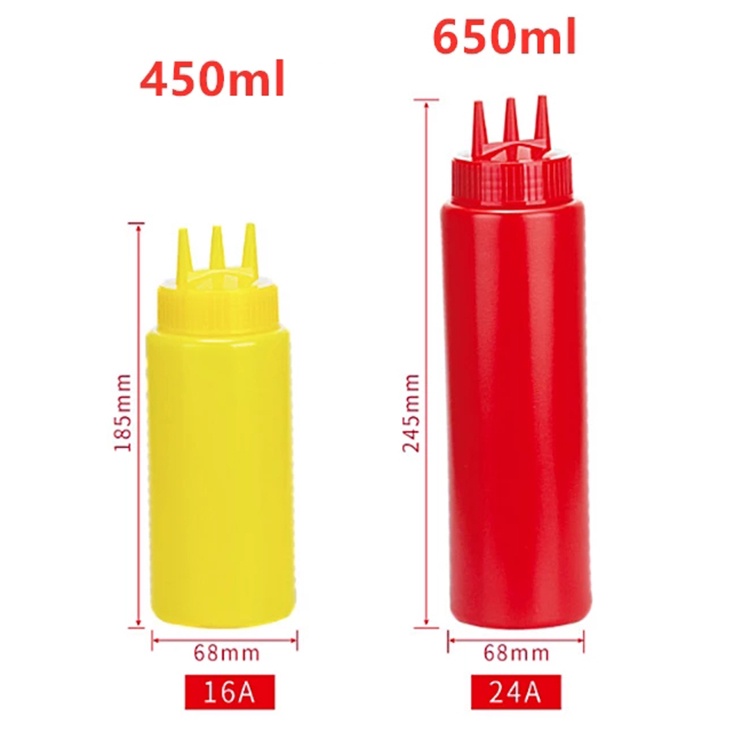 【Random Color】Food Grade 3 Holes Twist Cap Plastic Squeeze Bottle