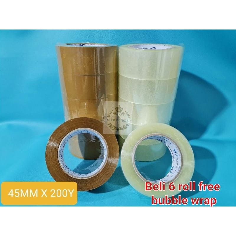 mm 200Y Tape lakban bening &amp; lakban coklat/ Isolasi bening &amp; Isolasi coklat