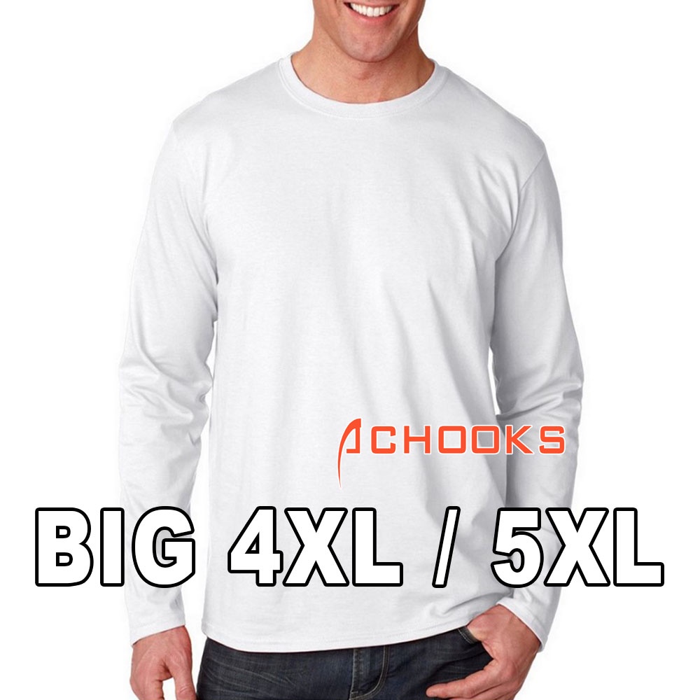 4XL 5XL Kaos Oversize Polos Pria Wanita Panjang Baju Jumbo Big Size Tshirt Oversized Putih