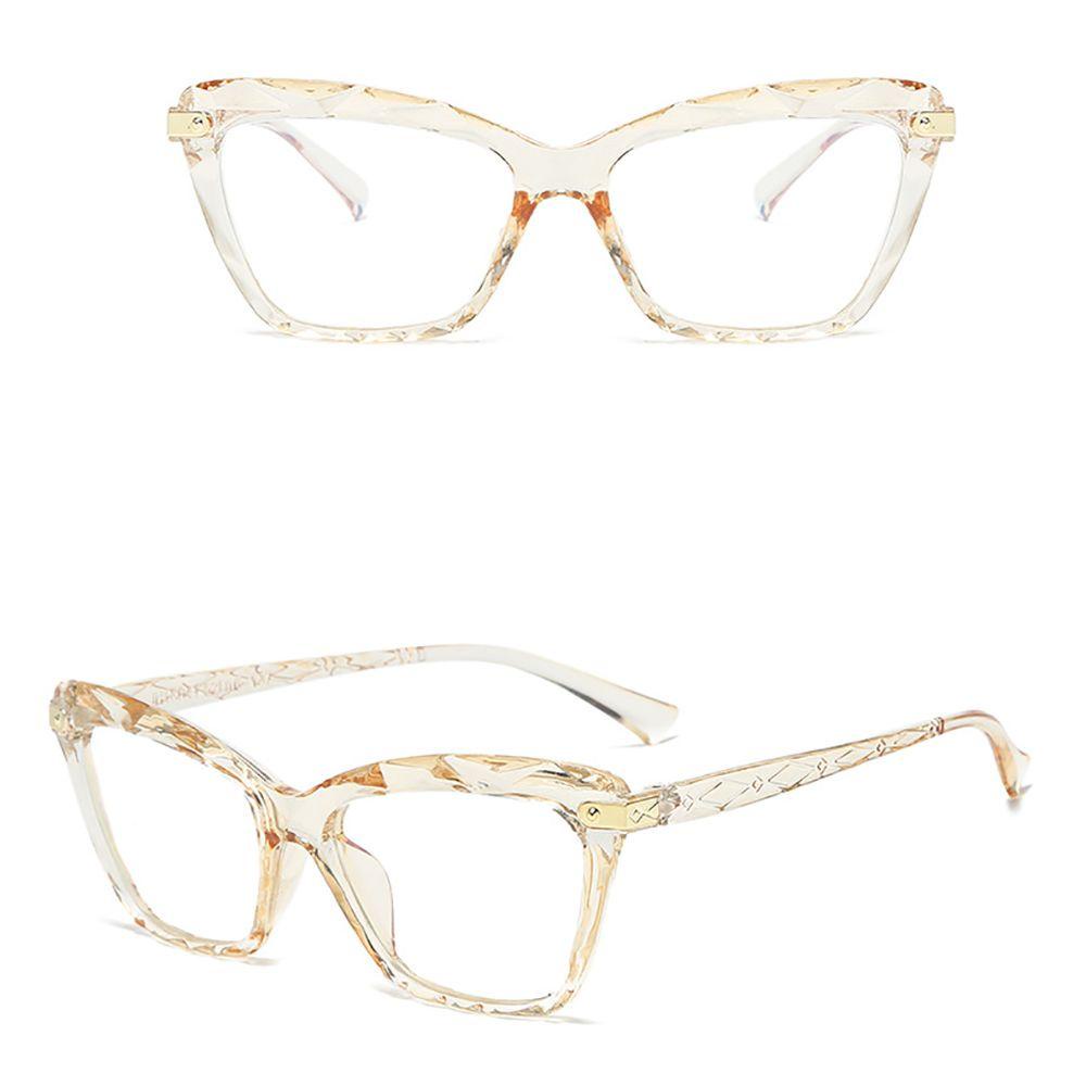 Agustinina Kacamata Mata Kucing Transparan Retro Blocking Glasses Bagian Poligon Kacamata Komputer Persegi Perempuan