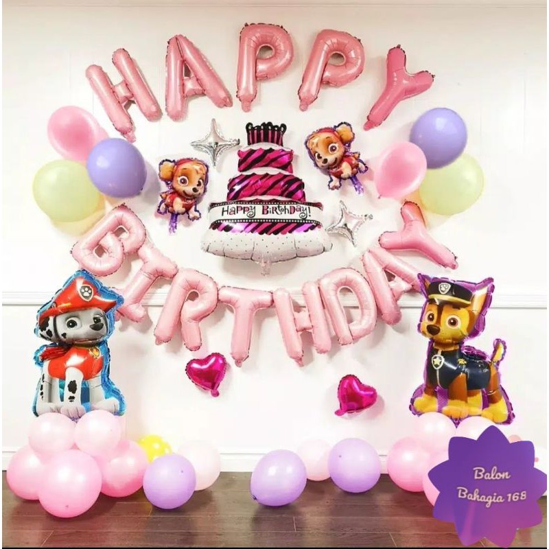 balon set happy birthday paw patrol