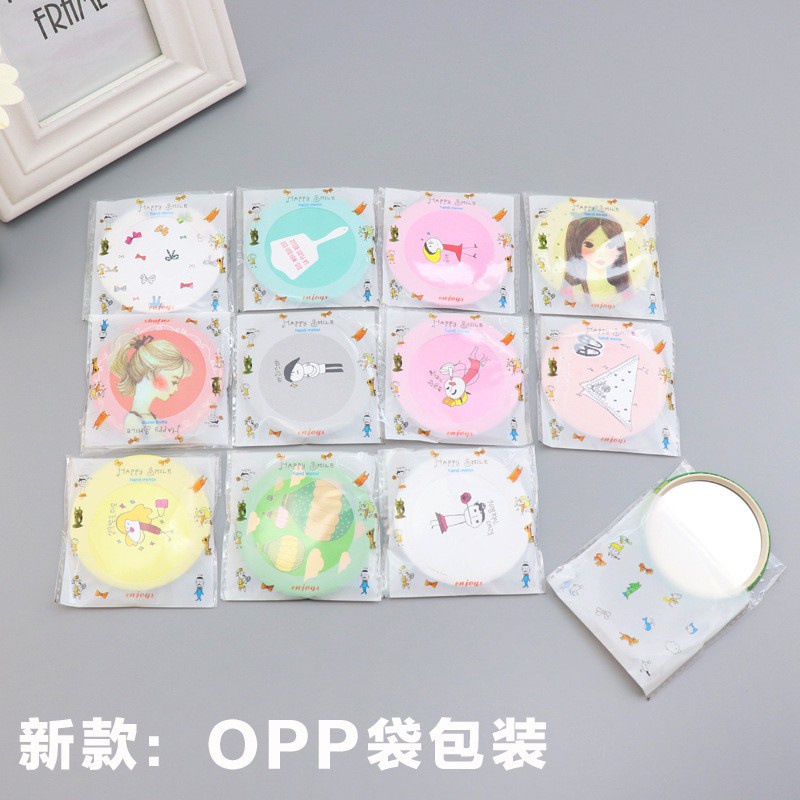 CERMIN KACA BULAT MINI MOTIF KARTUN KOREA LUCU
