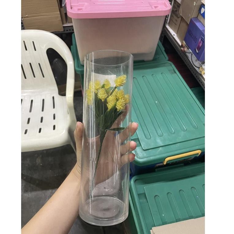 vas bunga tinggi 30 25 20 kaca bening tebal diameter 8cm pot bunga kaca tabung dekorasi tempat bunga
