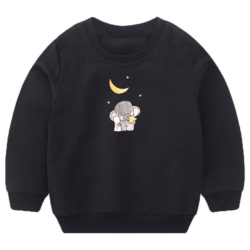 Crewneck Anak Balita Motif Stars Rabbit Elephant Bahan Pleece Ala Korean Style