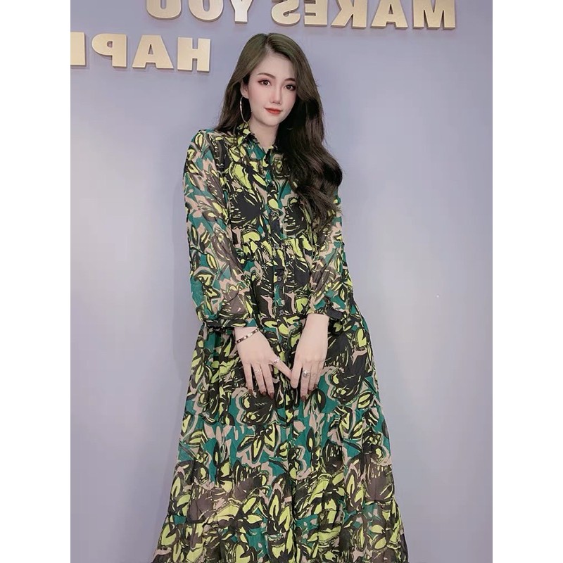 [LIMITED] GREEN MAXI DRESS IMPORT/DRESS WANITA/DRESS KOREA BUNGA BUNGA