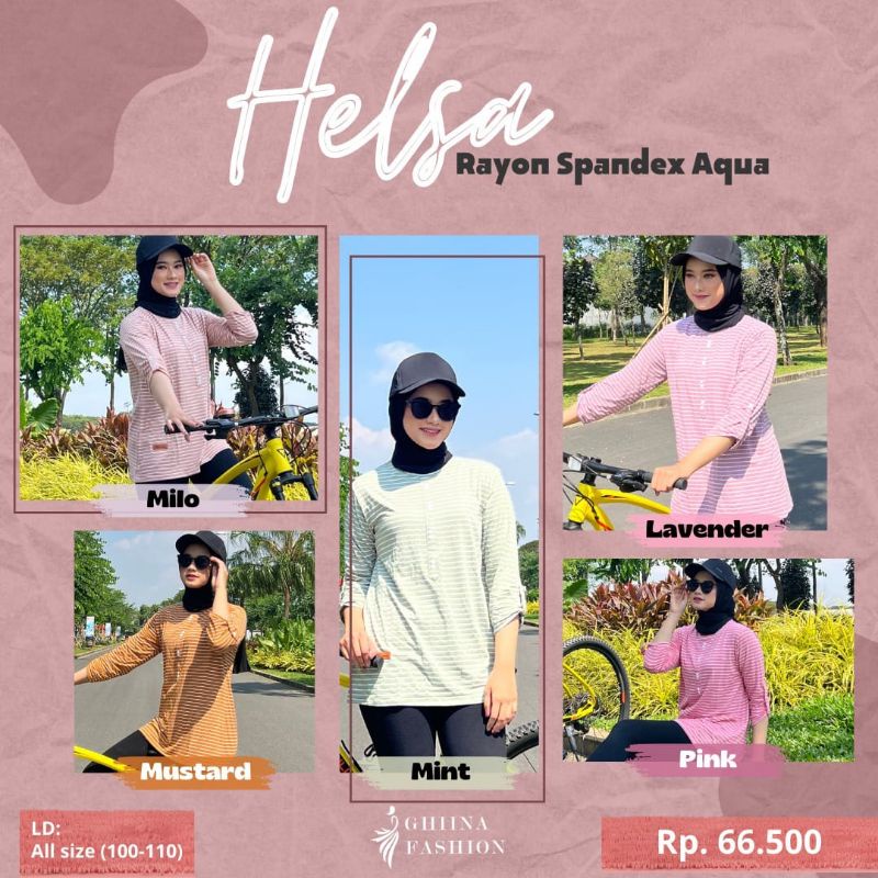 BAJU WANITA ATASAN TUNIK KEMEJA BLOUSE HELSA BY GHINA FASHION