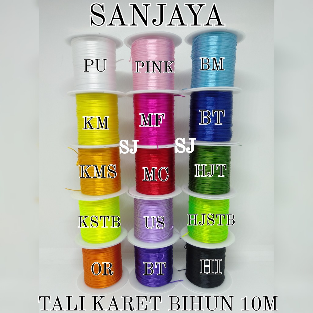 TALI KARET ELASTIS / TALI KARET WARNA WARNI / TALI ELASTIS TIPIS / TALI BENANG KENUR KAKU 1MM