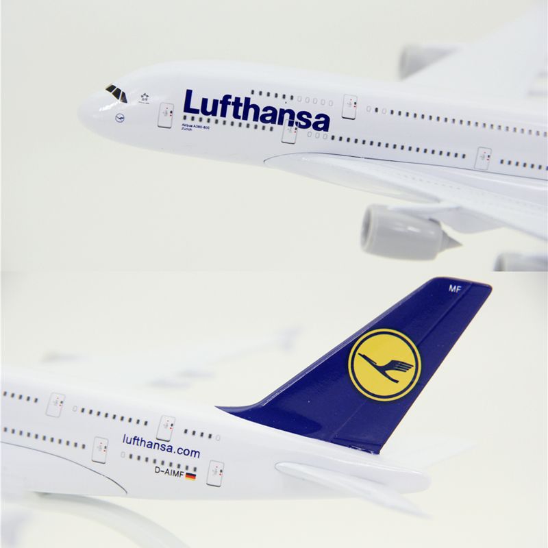 Miniatur Diecast Pesawat Terbang Deutsche Lufthansa AG A380 380 Bahan Metal Ukuran 16CM / 20CM