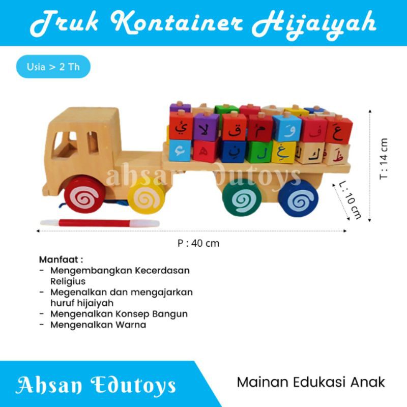 Mainan Edukasi Anak Usia 2 Tahun 3 Tahun 4 Tahun 5 Tahun Mainan Balok Truk Hijaiyah Berkualitas