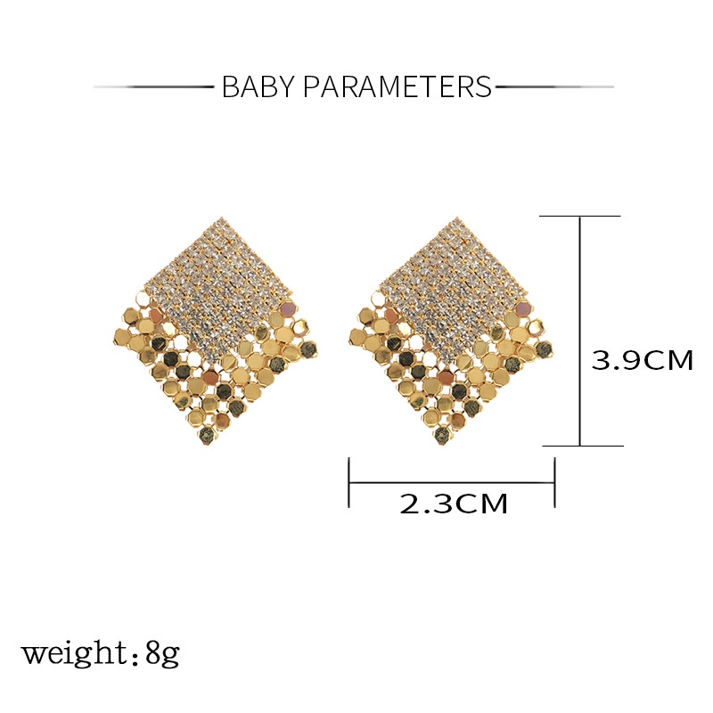 Anting 925 Silver Needle Bentuk Persegi Aksen Berlian Gaya Korea Untuk Wanita