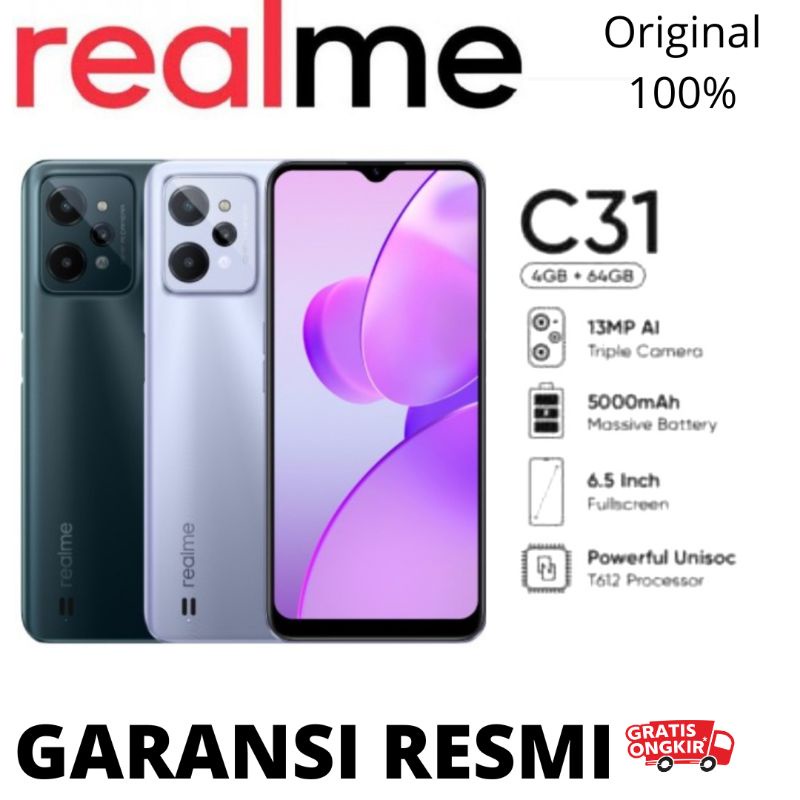 REALME C31 RAM 3/32GB,4/64GB GARANSI RESMI