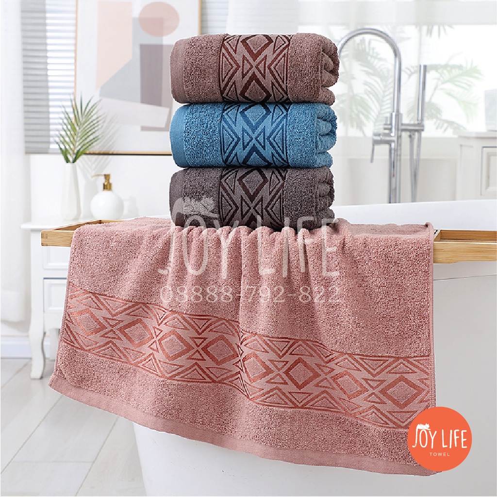 Handuk mandi katun 80cmx160cm / handuk dewasa / motif segitiga tebal dan lembut