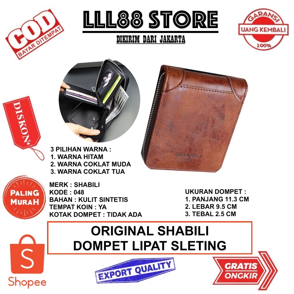 DOMPET UANG LIPAT DENGAN SLETING MUAT KOIN SHABILI 048 - LLL88 Store