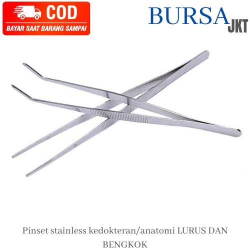 PINSET CAPIT ANATOMI KEDOKTERAN STAINLESS STEEL DENTAL MULTIFUNGSI BENGKOK CURVE 18 CM