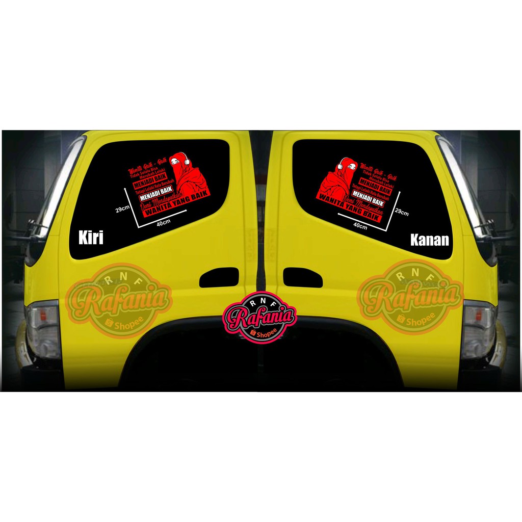 STICKER SKOTLET KACA PINTU/BODY MOBIL TRUCK/PICK UP/L300 WANITA BAIK - BAIK LELAKI MENJADI BAIK