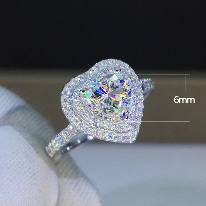 Fancyqube Cincin Cubic Zirconia Bentuk Hati Untuk Wanita