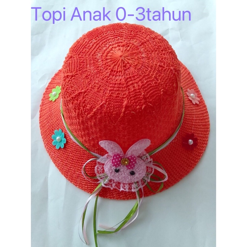 CAHAYA Topi pantai anak panda pita polkadot import T86