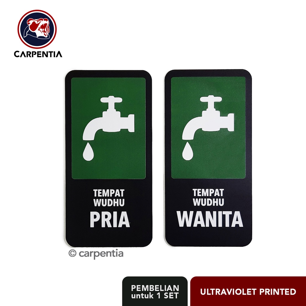 

Carpentia Sign Akrilik TEMPAT WUDHU Pria Wanita (1 Set) / 10x20 cm / A - Hitam Matte