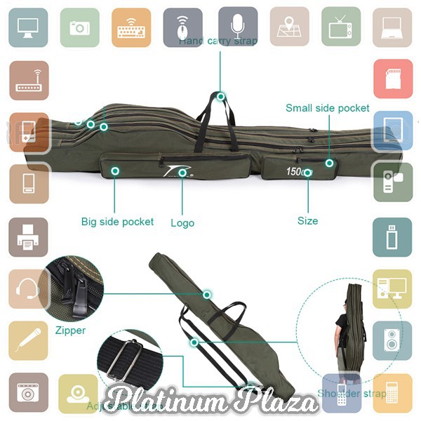 FDDL Tas Pancing Joran Portable Fishing Bag 120 cm - 1680D - Green`1W6JIK-