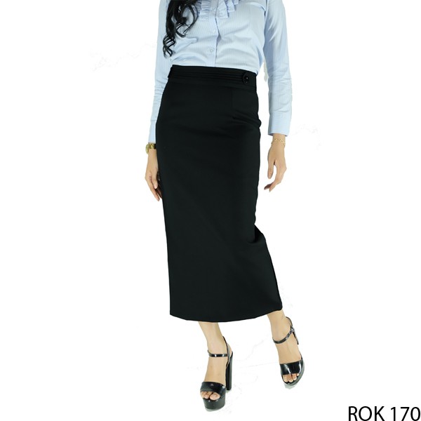 Rok Modern Panjang Katun Hitam – ROK 170