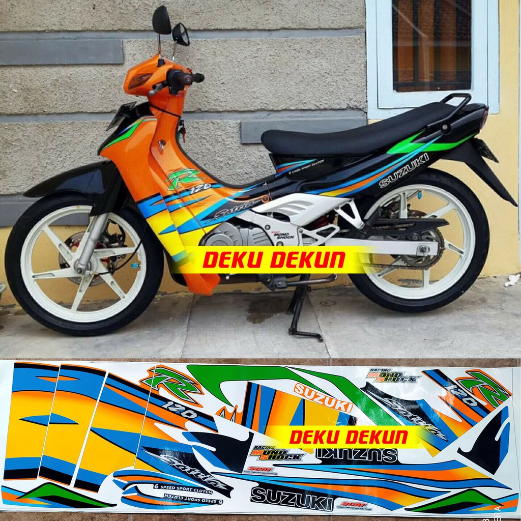Striping Sticker Lis Satria R 2 tak 120 Custom Orange Hitam