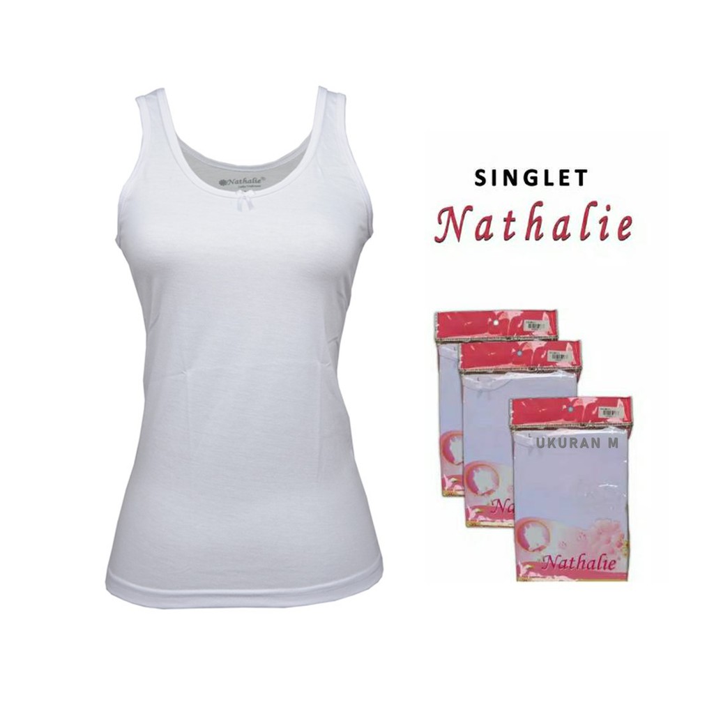 Nathalie | Tank top / Singlet / Kaos Dalam Katun Lembut Wanita Perempuan Putih Bayar di Rumah Kusuma-Nathalie - M