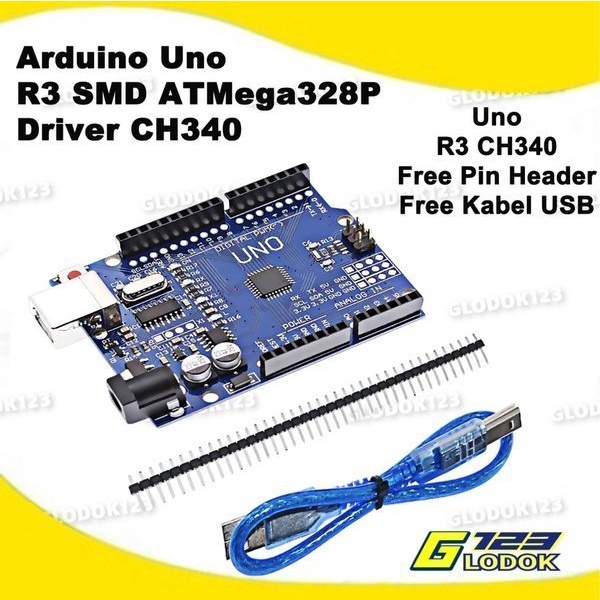 Arduino Uno R3 SMD CH340 ATMEGA328P  PIN HEADER  KABEL USB