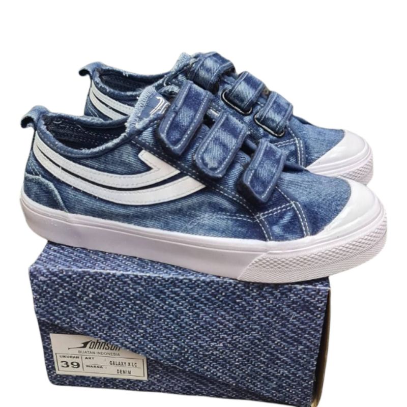 SEPATU JOHNSON GALAXY X DENIM LOW PEREKAT ORIGINAL INDONESIA SNEAKERS PRIA WANITA FREE KAOS KAKI