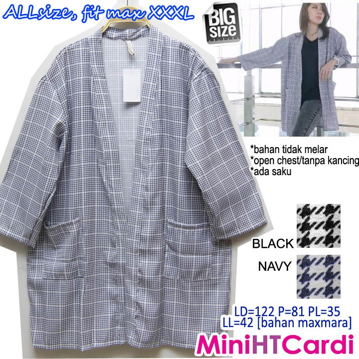 Mini HT Cardi OUTER CARDIGAN WANITA LENGAN PANJANG MOTIF KEKINIAN SUPER BIG SIZE JUMBO XXXL 3L