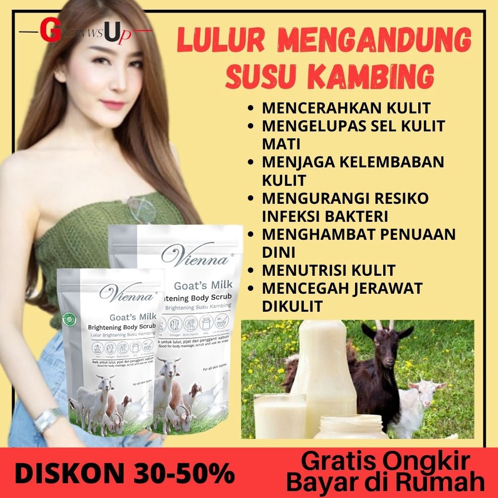 LULUR PEMUTIH BADAN - SCRUB BADAN - VIENNA SCRUB LULUR REFILL WHITENING SUSU KAMBING 1KG ORIGINAL BPOM