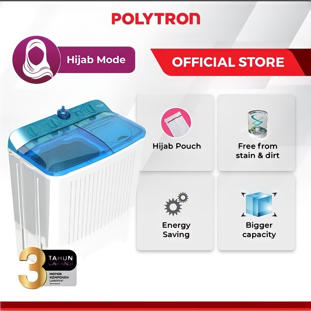 Polytron Mesin Cuci 2 Tabung Primadona Samba 9,5 Kg PWM 9572