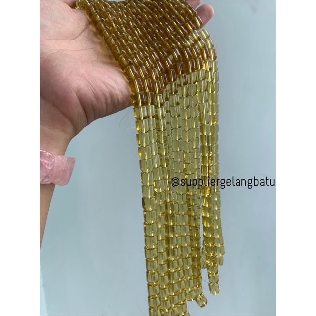 manik batu tabung 8mm yellow quartz kuning kuarsa bahan gelang kalung