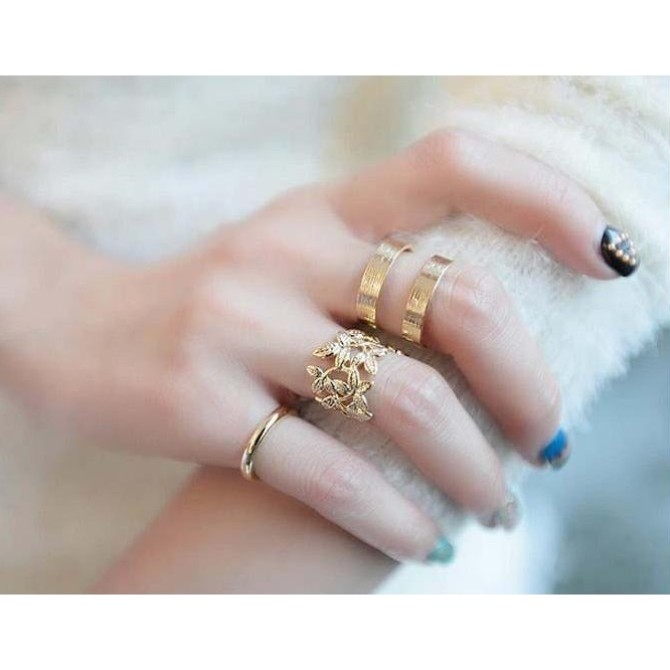 Cincin Emas / Perak J13 Wanita 3Pc Set Korea Fashion Perhiasan Wanita Women Ring