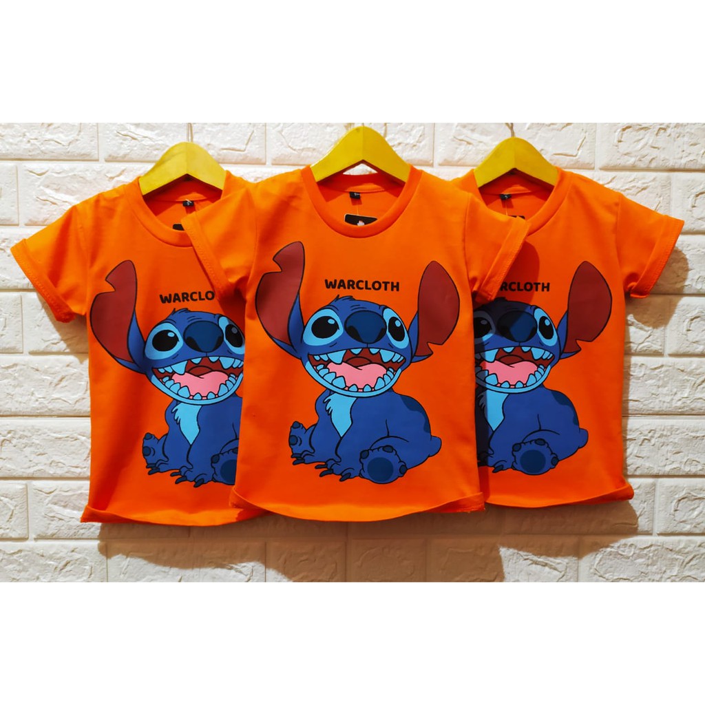 Kaos Anak Laki Laki Bahan Adem Kualitas Distro Stich Orange