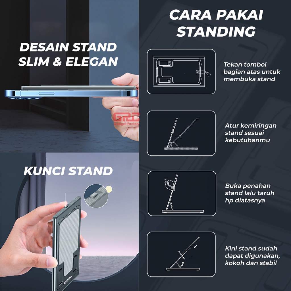 Holder Handphone Tablet Dudukan Standing HP Tab iPad Stand Lipat