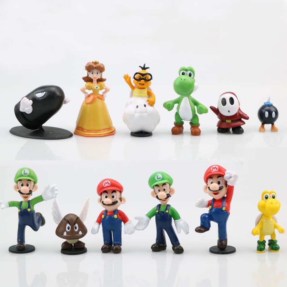 Lanfy Action Figurine Lucu 18pcs/set Koleksi Model Jamur Hiasan Rumah Model Anime Super Mario Bros.